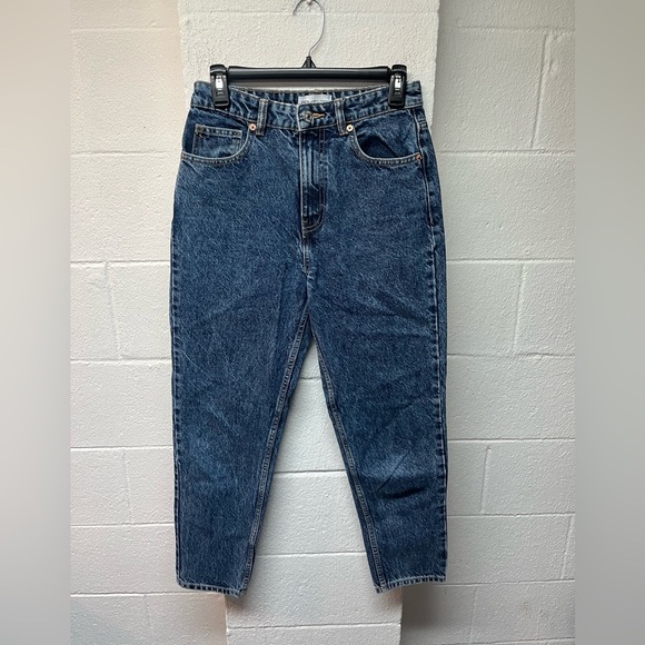Zara Denim - Zara High-Rise Mom Jeans in Dark Blue Wash